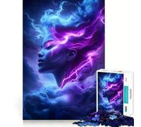 Woman with Lightning Hair Jigsaw Puzzles 1000 Mind Skill Play Premium Laser Cut Quality Quiet Time Mind Exercise at Home (38x52cm)