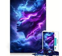 Woman with Lightning Hair Jigsaws 1000 Pieces for Adults Memory Boost Game Professional Grade Cutting Heartwarming Gathering Activity (38x26cm)