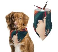 Woman with Long Colorful Hair Pet Scarf Adjustable Pet Accessories Triangular Scarf Washable Floral Print Puppy Bib Bandana Stylish Comfortable Cat Scarves for Holiday Scarfs
