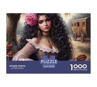 Woman with Lute Educational Game Challenge 1000 Piece Puzzle for Adults -Gypsy Woman with Guitar Decompression Fun Present for Home52x38cm/1000pcs