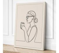 Woman with Mindful Cup Canvas Wall Art Print 18x12 Inch (46 x 30 cm)