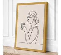 Woman with Mindful Cup Canvas Wall Art Print 24x16 Inch (61 x 41 cm)