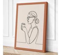 Woman with Mindful Cup Canvas Wall Art Print 36x24 Inch (91 x 61 cm)
