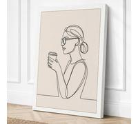 Woman with Mindful Cup Canvas Wall Art Print 36x24 Inch (91 x 61 cm)