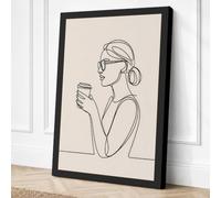 Woman with Mindful Cup Canvas Wall Art Print 36x24 Inch (91 x 61 cm)