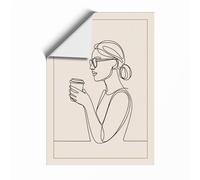 Woman with Mindful Cup Minimalist Unframed Wall Art Print A4 (29.7×21cm), Wall Decor for Living Room, Bedroom, Office & Home, Art Gift