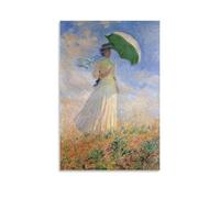 Woman with Parasol to The Right by Claude Monet Poster Wall Art Picture Painting Poster Canvas Print Posters Artworks Room Decor 12x18inch(30x45cm)