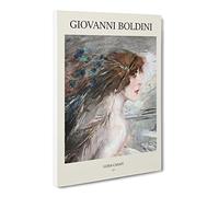 Woman With Peacock Feathers By Giovanni Boldini Canvas Print | Gallery Wrapped 30mm Frame Wall Art | 24x16 inches | Ready to Hang | Classic People Picture | Living Room Bedroom Lounge Office