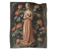 Woman with Petals Home Use Bedding 3D Renaissance Painting Digital Printed Plush Bed Blanket Boys And Girls Sofa Throws 50x60inch(127x152cm)
