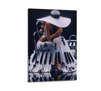 Woman With Piano Keys Dress Wall Art, Elegant Decor For Home And Music Space Artistic Wall Mural Modern Hanging Decor Poster24x36inch(60x90cm)