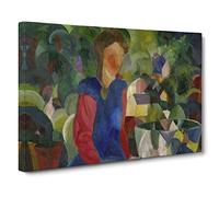 Woman With Plants By August Macke Canvas Print | Gallery Wrapped 30mm Frame Wall Art | 20x14 inches | Ready to Hang | Classic Floral Picture | Living Room Bedroom Lounge Office