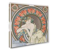 Woman With Poppies by Alphonse Mucha Classic Painting Canvas Wall Art Print Ready to Hang, Framed Picture for Living Room Bedroom Home Office Décor, 20x20 Inch (50x50 cm)