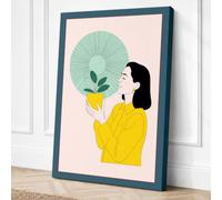 Woman With Potted Plant Canvas Wall Art Print 30x20 Inch