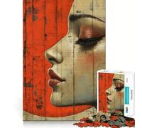 Woman with Red Circle Adults 1000 Piece Jigsaw Puzzle Recall Fun Play Premium Laser Cut Quality Quiet Time Mind Exercise at Home (38x52cm)