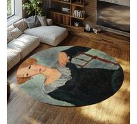 Woman with Red Hair by Amedeo Modigliani Circle Rugs Washable Non-slip Foldable Low Pile Elegant Woman Round Carpet for Home Cafe 244cm(Round)