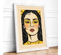 Woman with Red Lips Expressionism Framed Wall Art Print A1 (84.1×59.4cm) White, Wall Decor for Living Room, Bedroom, Office & Home, Ready to Hang, Art Gift