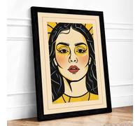 Woman with Red Lips Expressionism Framed Wall Art Print A3 (42×29.7cm) Black, Wall Decor for Living Room, Bedroom, Office & Home, Ready to Hang, Art Gift