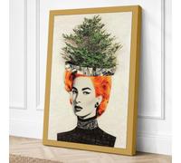 Woman with Rooted Tree Canvas Wall Art Print 36x24 Inch (91 x 61 cm)