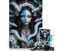 Woman with Snakes And Floral Crown Teenagers 1000 Pieces Puzzle Memory Fun Game Clean Cut Sturdy Components Portable Travel Friendly Fun Game (38x26cm)