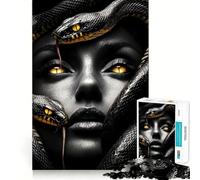 Woman with Snakes Jigsaw Puzzles1000 Pieces Cognitive Train Fun Flawless Interlocking Pieces Birthday Gift Brain Teaser Toy (38x26cm)