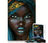 Woman with Teal Turban And Glitter Jigsaw Puzzle for Adults 1000 Pieces Creative Think Stress Relief Fun Exact Edges Thoughtful Xmas (50x75cm)