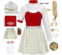 Woman4 Zombies Costume Girls Novai Cosplay Cheerleader Costume with Wig Earrings Wristband Halloween Set (b+wig, 3XL)
