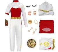 Woman4 Zombies Costume Girls Novai Cosplay Cheerleader Costume with Wig Earrings Wristband Halloween Set (a, 2XL)