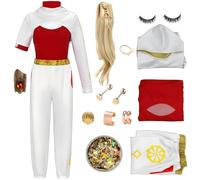 Woman4 Zombies Costume Girls Novai Cosplay Cheerleader Costume with Wig Earrings Wristband Halloween Set (a+wig, S)