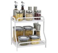 Womanht 2 Tier Countertop Organizer for Kitchen Bathroom Multi-Functional Coffee and Tea Station Organizer, Makeup Organizer and Kitchen Standing Shelf, Spice Rack Storage Shelf (White)