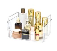 Womanht Clear Makeup Organizer Tray with Handles Bathroom & Vanity Storage for Cosmetics, Skincare - Countertop Organizer Kitchen Cabinet Storage Tray