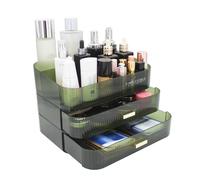 Womanht Makeup Organizer with 2 Drawers, Cosmetics Organizer for Bedroom and Bathroom Vanity Countertops, Large Capacity Cosmetic Storage Box for Skincare Cream Perfume Lipstick Dresser Counter-Green