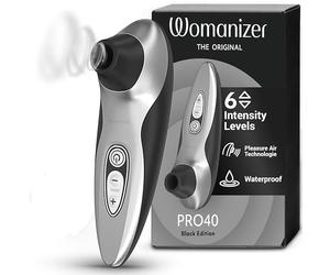 Womanizer Pro40 Clitoral Sucking Toy - Clit Stimulator with 6 Suction Speeds - Waterproof Sucker Vibrator - Rechargeable Vibrating Adult Sex Toys for Women and Couples - Black