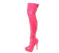 Womans Black Red Pink Ladies Mens Fetish Stretch Patent Over The Knee Thigh High Heel Platform Stiletto Boots