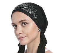Woman's Chemo Hat Crystal Pleated Stretchy Turban Cap Beanie Bandana Skull Cap Ethnic Head Wrap Hat Headscarf for Cancer Patients,Alopecia Hair Loss