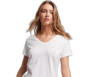 Woman's embroidered and flamed v-neck T-shirt Superdry Blanc M
