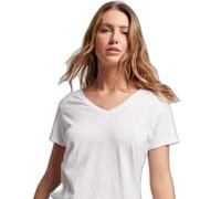 Woman's embroidered and flamed v-neck T-shirt Superdry Blanc XS