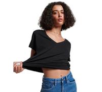 Woman's embroidered and flamed v-neck T-shirt Superdry Noir S
