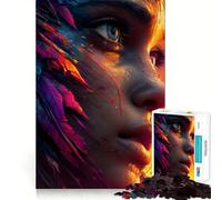 Woman's Face with Feathers 1000 Piece Teenager Puzzles Cognitive Boost Fun Tight Lock No Loose Pieces Engaging Way to Pass Free Hours (50x75cm)