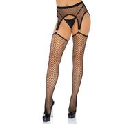 Leg Avenue 1784-00122 Industrial Net Stockings With O-Ring Attached Garter Belt, O/S, Black, Multi, One Size
