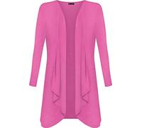 Womans Hanky Hem Jersey Long Sleeve Top Waterfall Open Cardigan UK 8-26 (Cerise, 12-14)