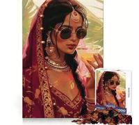 Womans Indian with Drink Jigsaw Puzzles for Teenagers 1000 Pieces Brain Wellness Mind Calming Fun Perfect Lock (38x26cm)