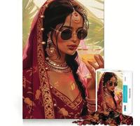 Womans Indian with Drink Jigsaw Puzzles1000 Pieces Brain Recall Game Premium Laser Cut Quality Absorbing Activity for Quiet Nights (38x52cm)