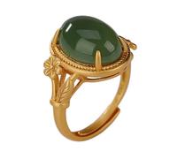 Woman's Jade Ring,925 Sterling Silver Natural Green Hetian Adjustable Rings,Jewelry Gifts for Wife Mom Friend,Gold