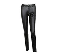 Womans Jeans Trousers Leather Thick Pencil Solid Women Pants Slim Pants Stretch Black Casual Pants Flare Jeans for Women High Waist (Black, S)