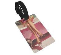 Woman's Legs in A Pink Bathtub Luggage Tags Name Id Label Suitcase Tags, Ideal for Travel Cruise Backpacks Bag