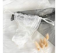 Woman's Panties Sexy Thongs Lace Underwear Transparent G Strings Point T-Back Female Thin Belt Exotic Lingerie-white 1,L