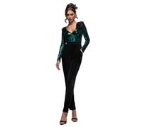 Woman's Sequin Liquid Jumpsuit with Bodice Goddiva Vert 42