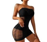 Woman's Sexy Mesh Bodycon Tubed Lingerie Dress, Fashionable Look Perfect for Night Events (free size Black)
