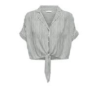 ONLY Women's Blouse Shortened Half Sleeve Knot Detail Shirt Collar Button Down Elegant, Cloud Dancer, M