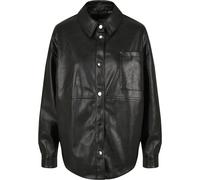 Urban Classics Women's Ladies Faux Leather Overshirt Shirt, Black, S